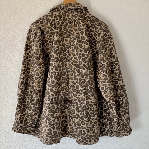 Free People Seize the Day Brown Leopard Denim Jacket - Picture 7 of 11